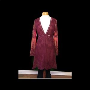 Wine Red Boho Summer Dress